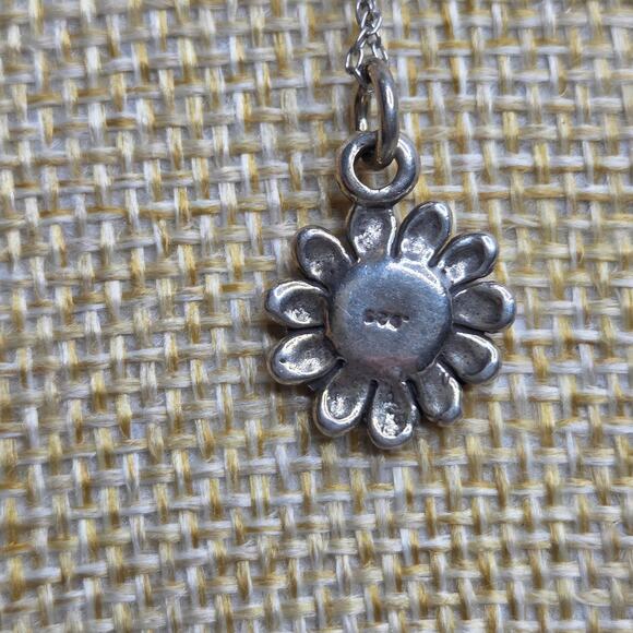 Sterling Silver 925 17" Necklace & Sunflower Charm - Picture 4 of 5